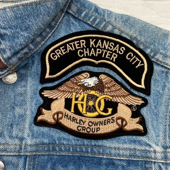 Harley-Davidson Greater Kansas City Patch Jean Vest size Small - Picture 3 of 8